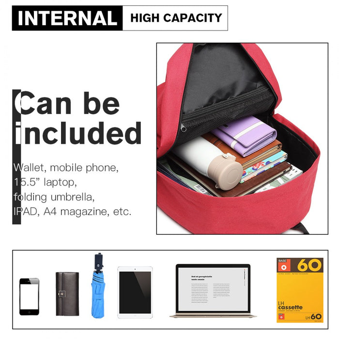 Polyester Everyday Backpack with Design – Red
