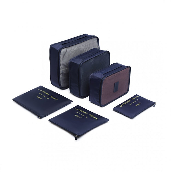 6-Piece Polyester Travel Luggage Organiser Bag Set – Navy Blue