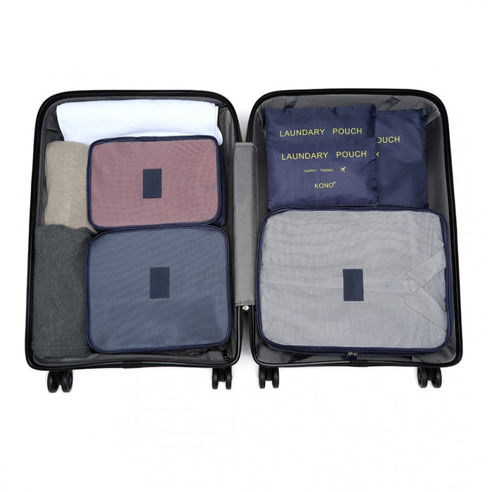 6-Piece Polyester Travel Luggage Organiser Bag Set – Navy Blue