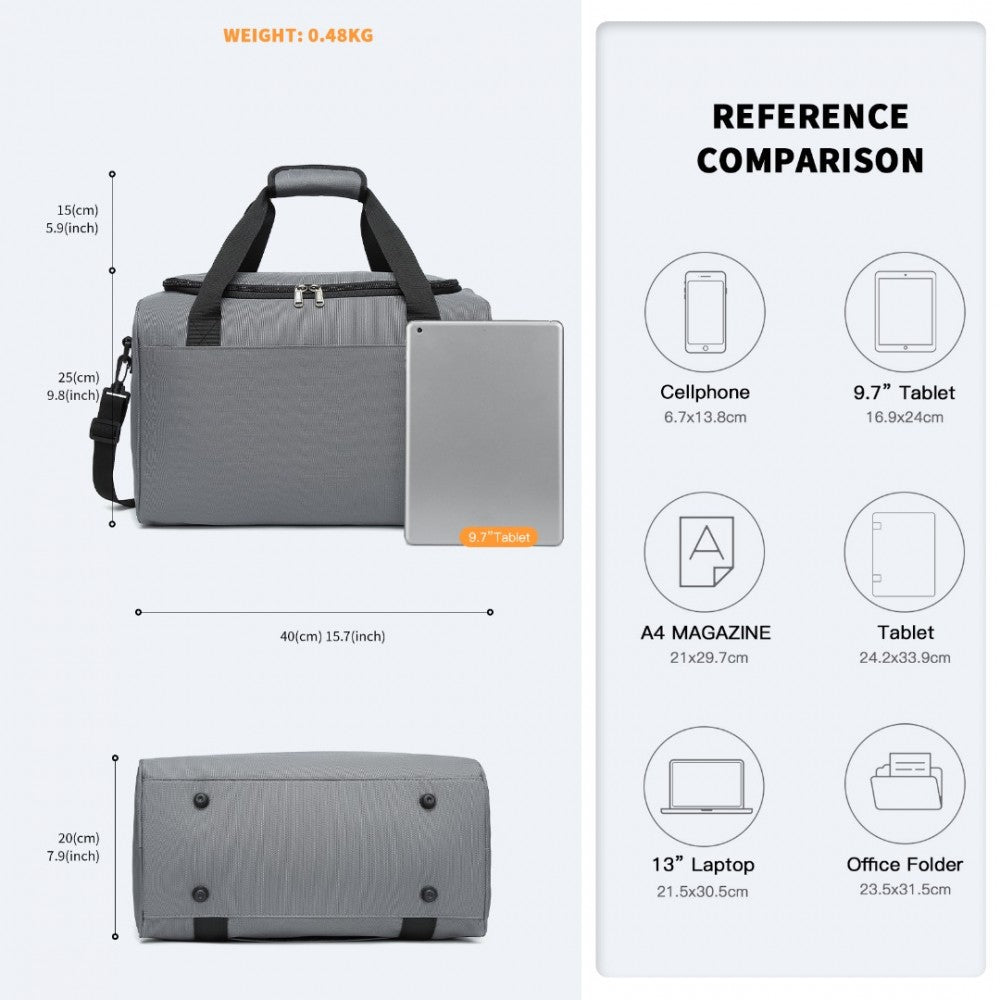 Structured Travel Duffle Bag – Grey