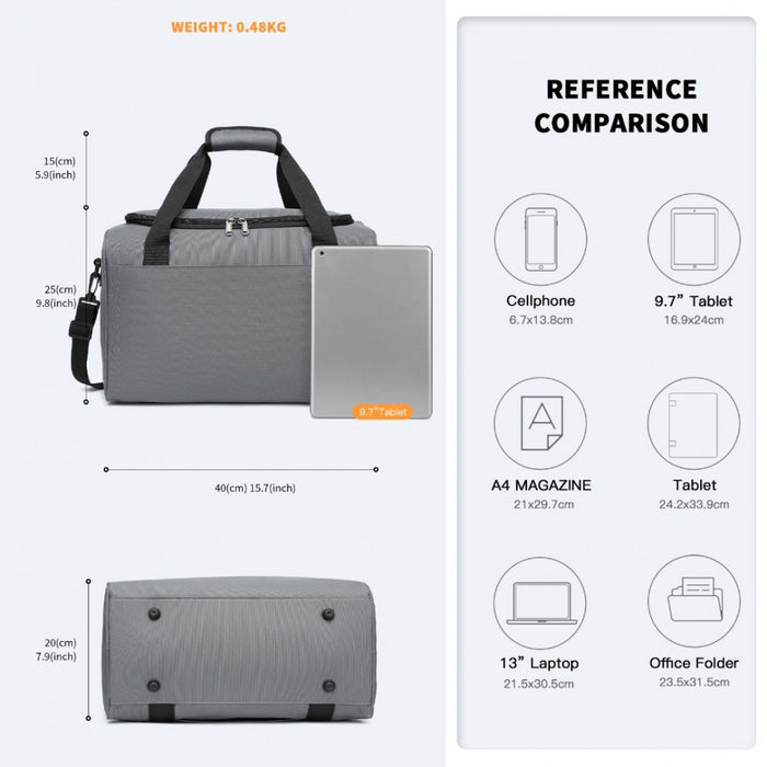 Structured Travel Duffle Bag – Grey