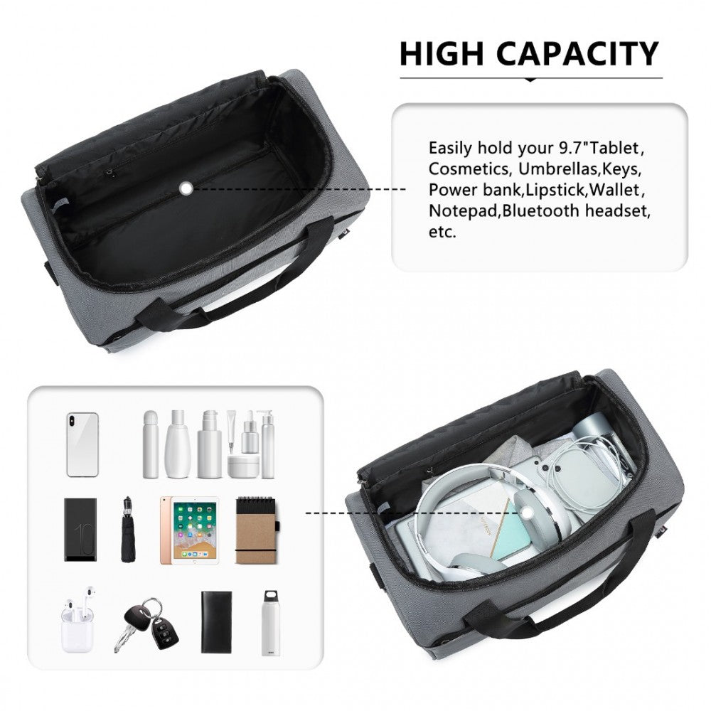 Structured Travel Duffle Bag – Grey