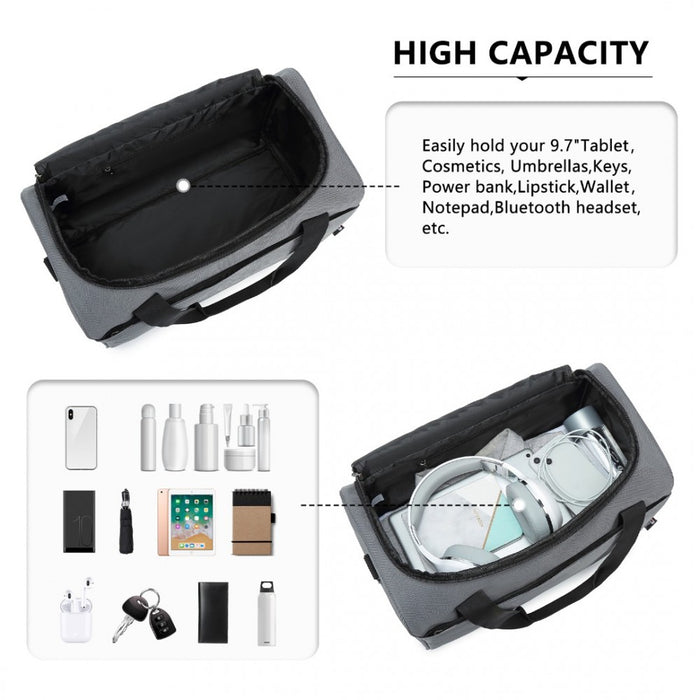 Structured Travel Duffle Bag – Grey