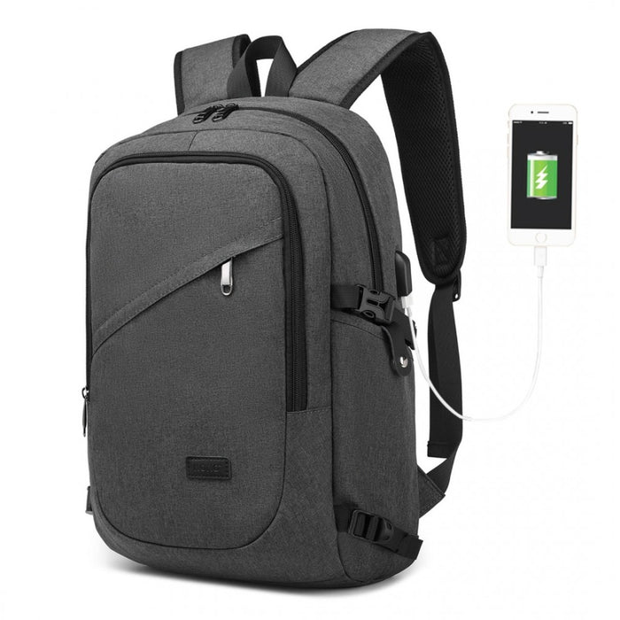 Business Laptop Backpack with USB Charging Port – Dark Grey