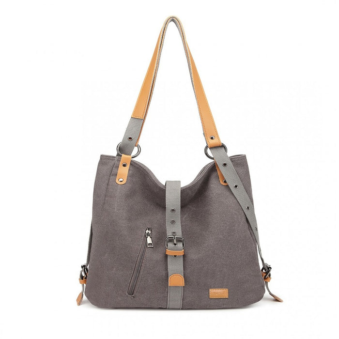Casual Canvas Dual-Use Bag Large Shoulder Bag and Backpack – Grey