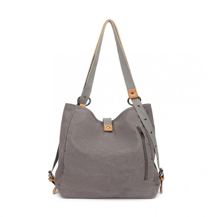 Casual Canvas Dual-Use Bag Large Shoulder Bag and Backpack – Grey