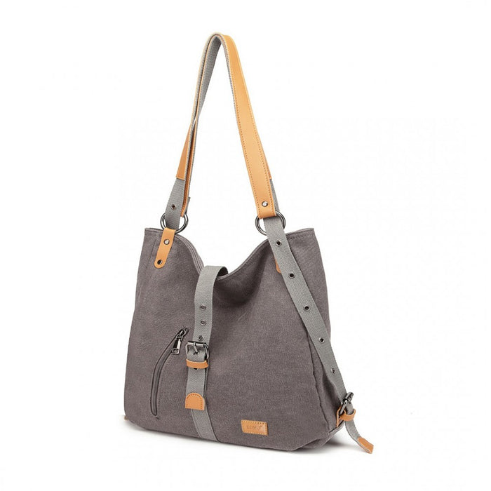 Casual Canvas Dual-Use Bag Large Shoulder Bag and Backpack – Grey