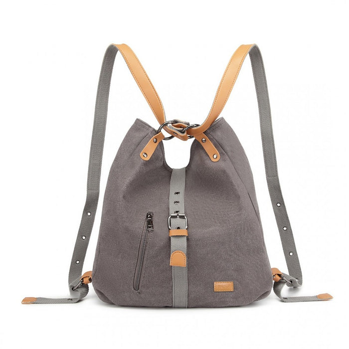 Casual Canvas Dual-Use Bag Large Shoulder Bag and Backpack – Grey