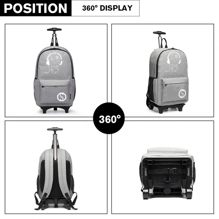 Glow-in-the-Dark Trolley Backpack – Grey
