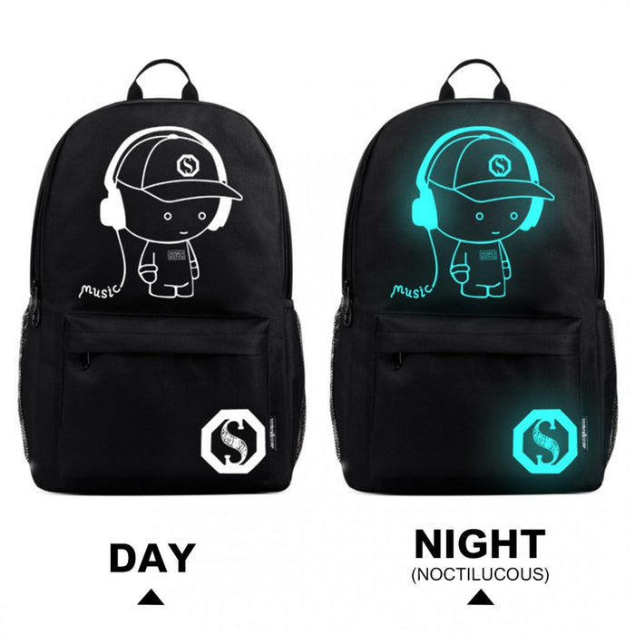 Glow-in-the-Dark Trolley Backpack – Black