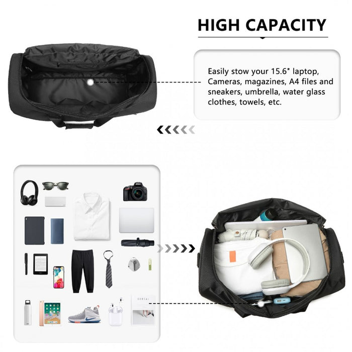 Waterproof Lightweight Travel Duffle Bag Sports Holdall – Black