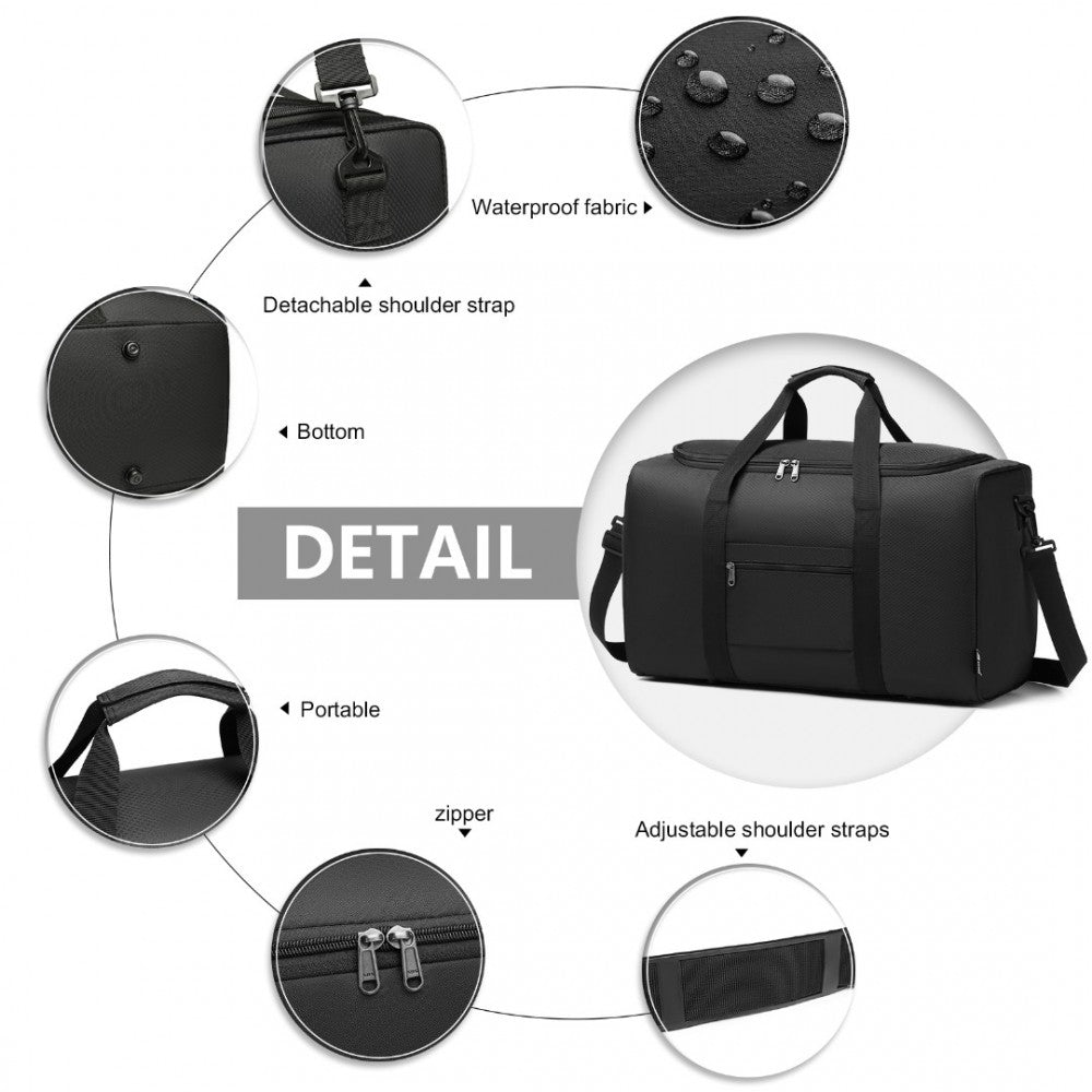 Waterproof Lightweight Travel Duffle Bag Sports Holdall – Black