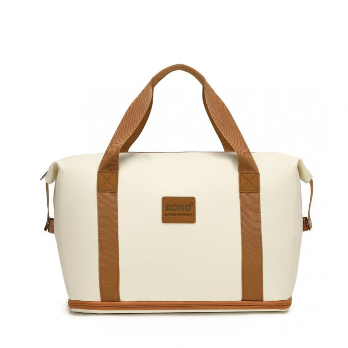 2-Piece Expandable Waterproof Travel Duffel Bag Set – Beige and Brown