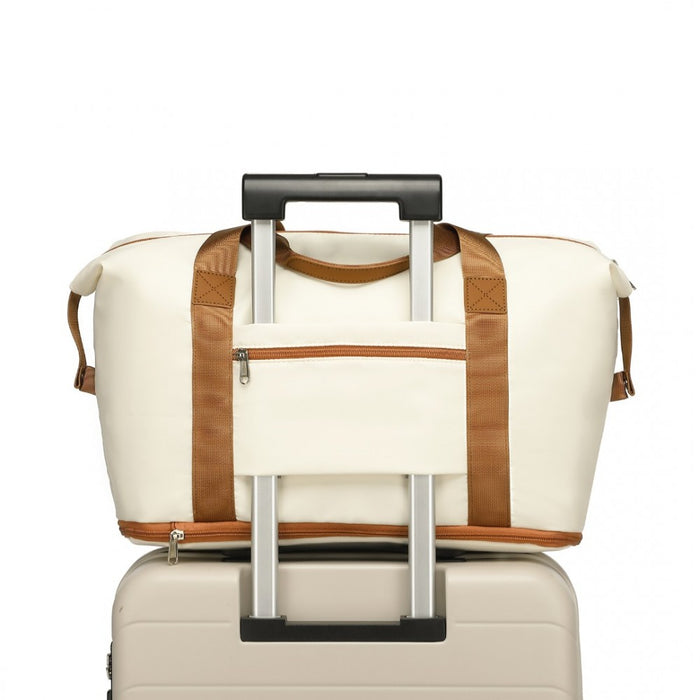 2-Piece Expandable Waterproof Travel Duffel Bag Set – Beige and Brown