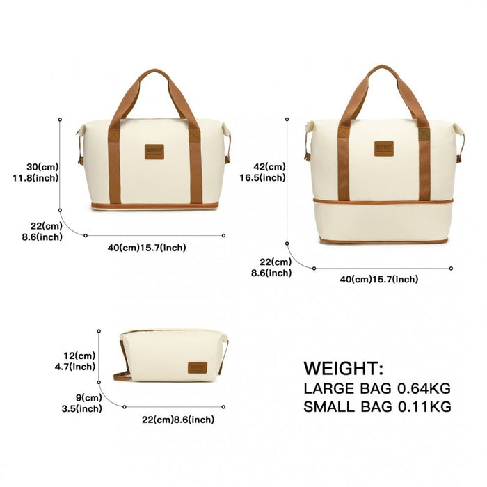 2-Piece Expandable Waterproof Travel Duffel Bag Set – Beige and Brown