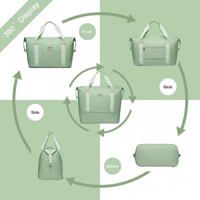2-Piece Expandable Waterproof Travel Duffel Bag Set – Green
