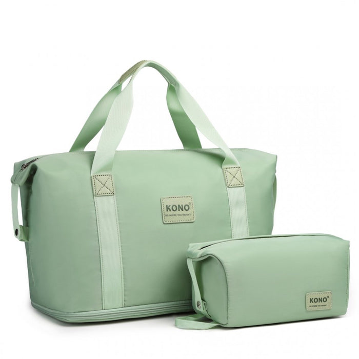 2-Piece Expandable Waterproof Travel Duffel Bag Set – Green