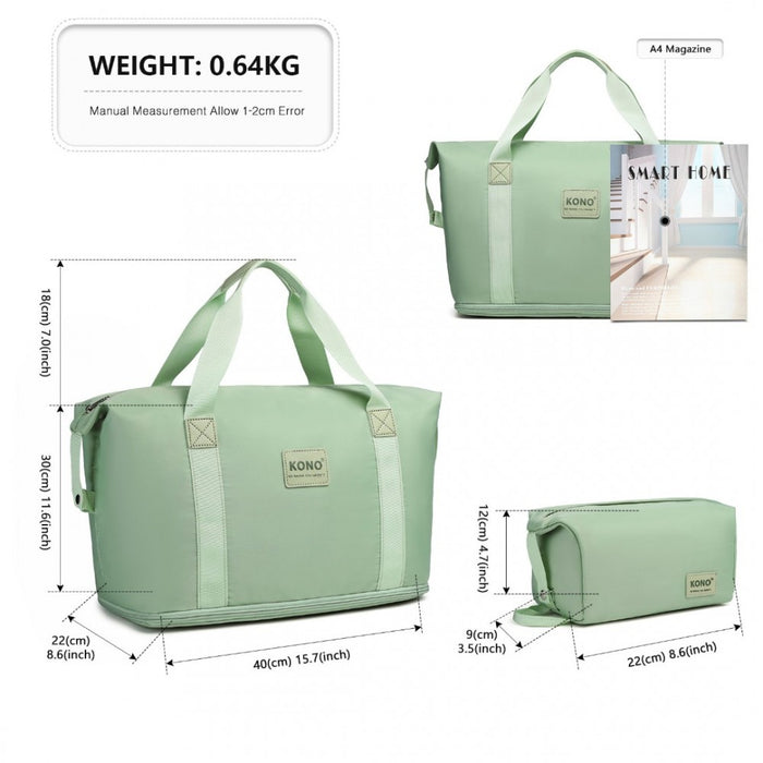 2-Piece Expandable Waterproof Travel Duffel Bag Set – Green