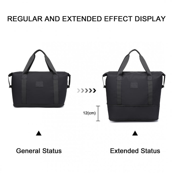 2-Piece Expandable Waterproof Travel Duffel Bag Set – Black