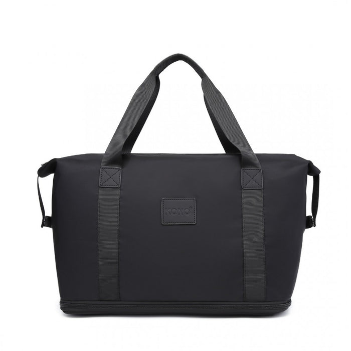 2-Piece Expandable Waterproof Travel Duffel Bag Set – Black