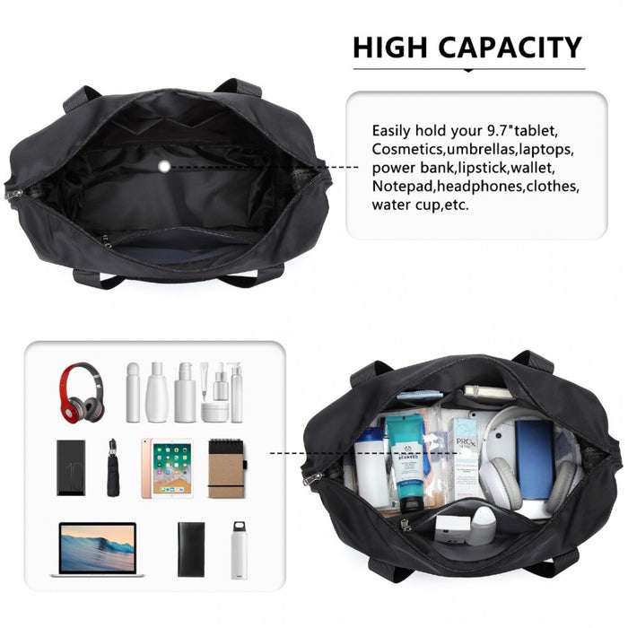 2-Piece Expandable Waterproof Travel Duffel Bag Set – Black