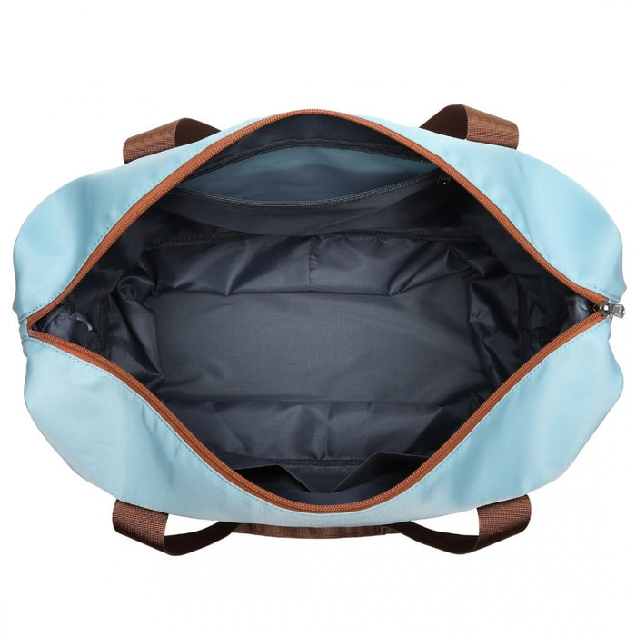 2-Piece Expandable Waterproof Travel Duffel Bag Set – Grayish Blue and Brown