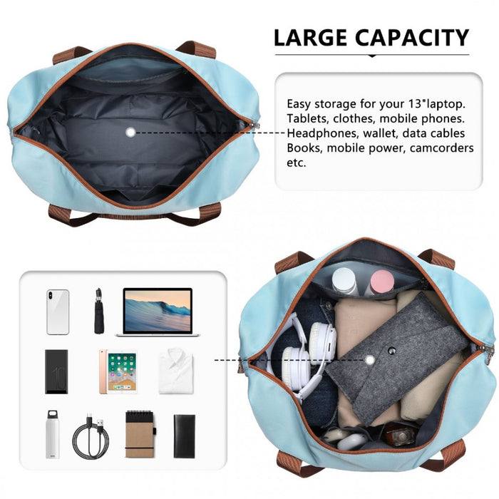 2-Piece Expandable Waterproof Travel Duffel Bag Set – Grayish Blue and Brown