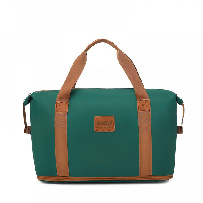 2-Piece Expandable Waterproof Travel Duffel Bag Set – Green and Brown
