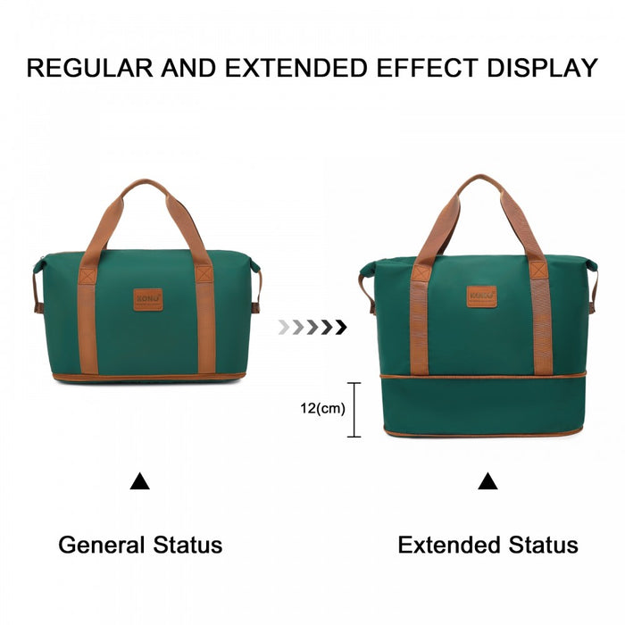 2-Piece Expandable Waterproof Travel Duffel Bag Set – Green and Brown