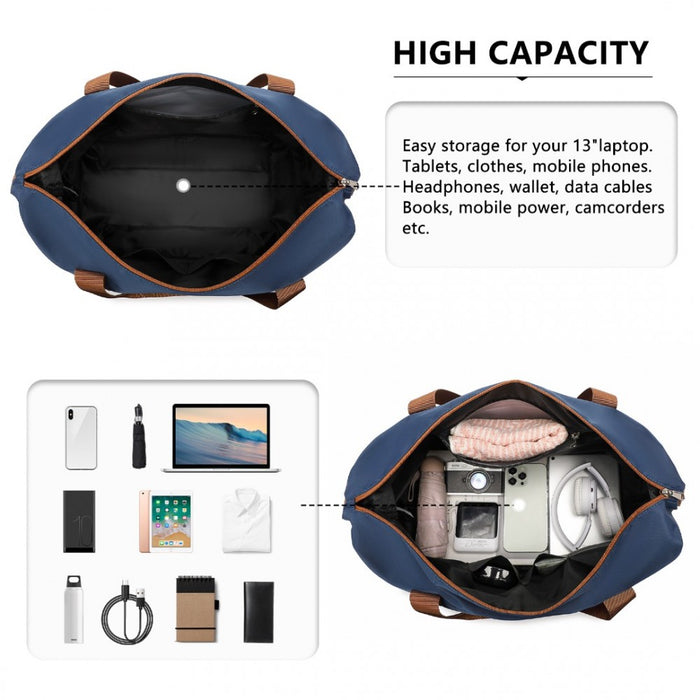 2-Piece Expandable Waterproof Travel Duffel Bag Set – Navy and Brown