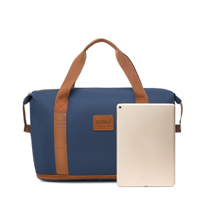 2-Piece Expandable Waterproof Travel Duffel Bag Set – Navy and Brown