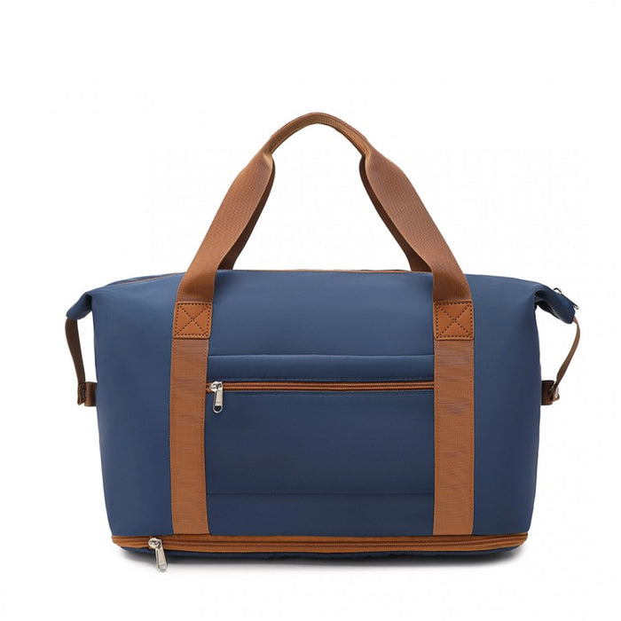 2-Piece Expandable Waterproof Travel Duffel Bag Set – Navy and Brown