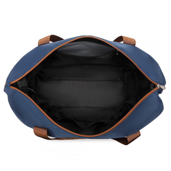 2-Piece Expandable Waterproof Travel Duffel Bag Set – Navy and Brown