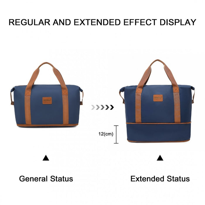2-Piece Expandable Waterproof Travel Duffel Bag Set – Navy and Brown