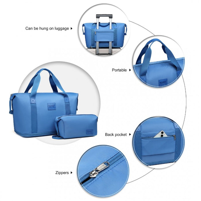 2-Piece Expandable Waterproof Travel Duffel Bag Set – Navy