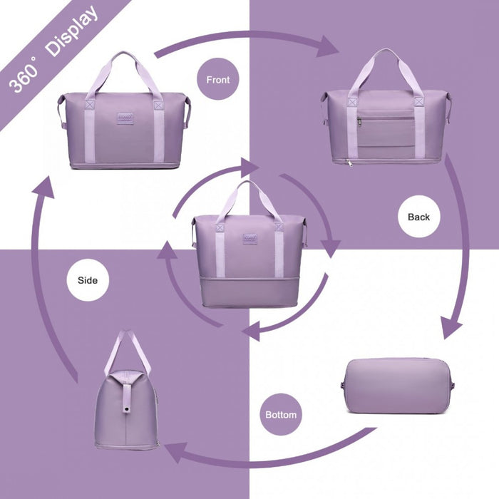 2-Piece Expandable Waterproof Travel Duffel Bag Set – Purple