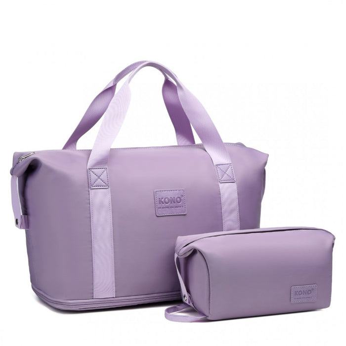 2-Piece Expandable Waterproof Travel Duffel Bag Set – Purple