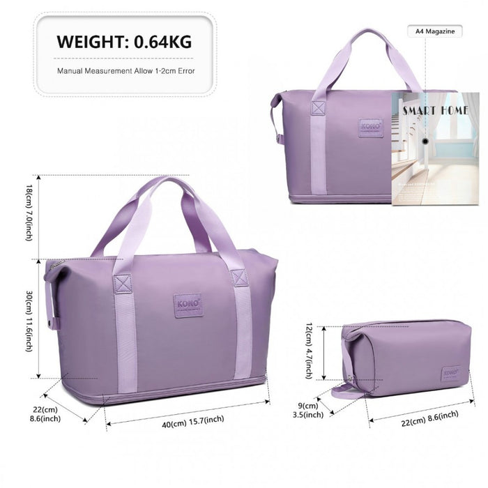 2-Piece Expandable Waterproof Travel Duffel Bag Set – Purple