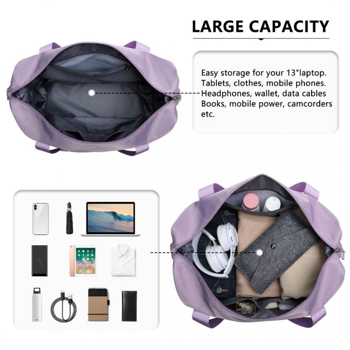 2-Piece Expandable Waterproof Travel Duffel Bag Set – Purple