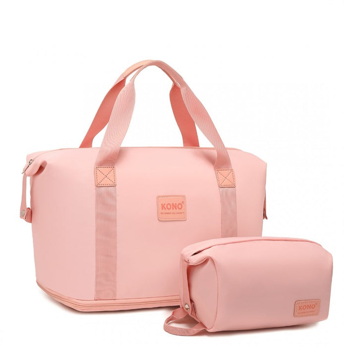 2-Piece Expandable Waterproof Travel Duffel Bag Set – Pink
