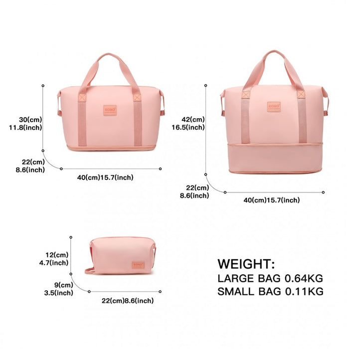 2-Piece Expandable Waterproof Travel Duffel Bag Set – Pink
