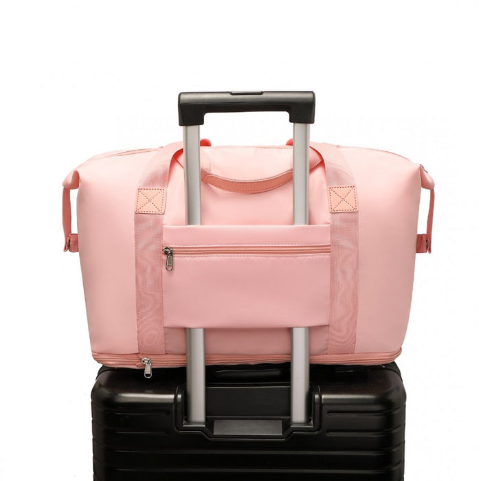 2-Piece Expandable Waterproof Travel Duffel Bag Set – Pink