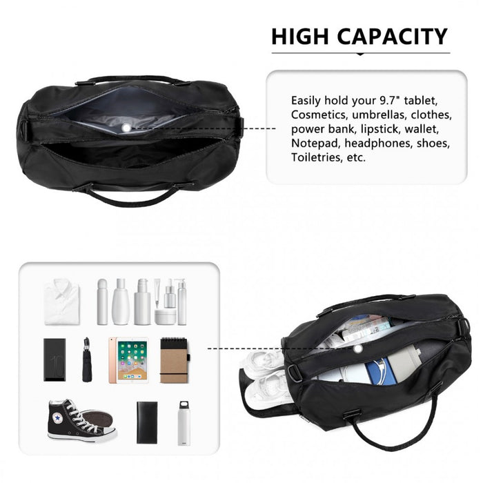 Multi Waterproof Gym Bag Carry-On Weekend Bag – Black