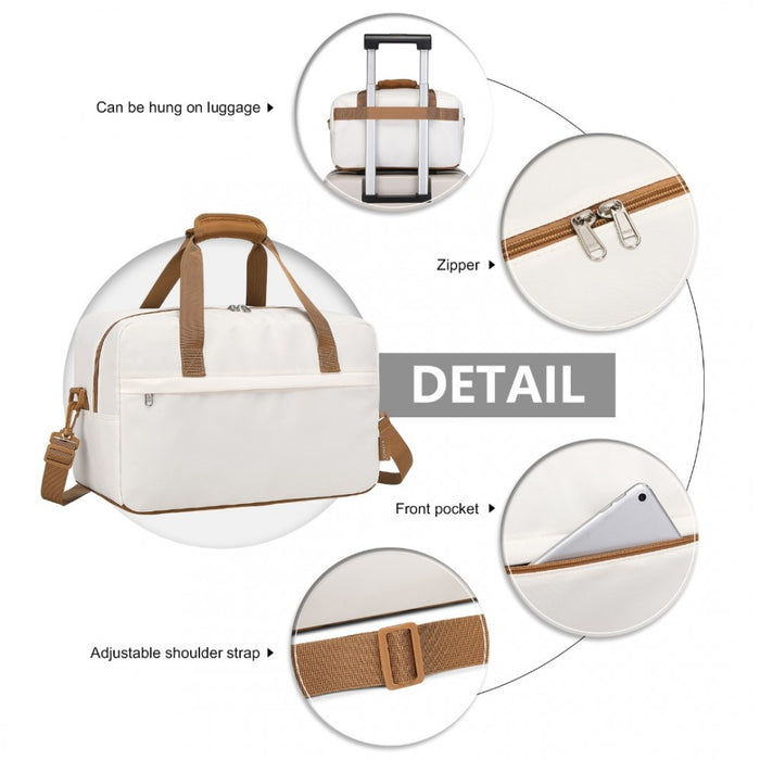 Medium Lightweight Water-Resistant Foldable Underseat Travel Carry-On Duffel Bag – Beige and Brown
