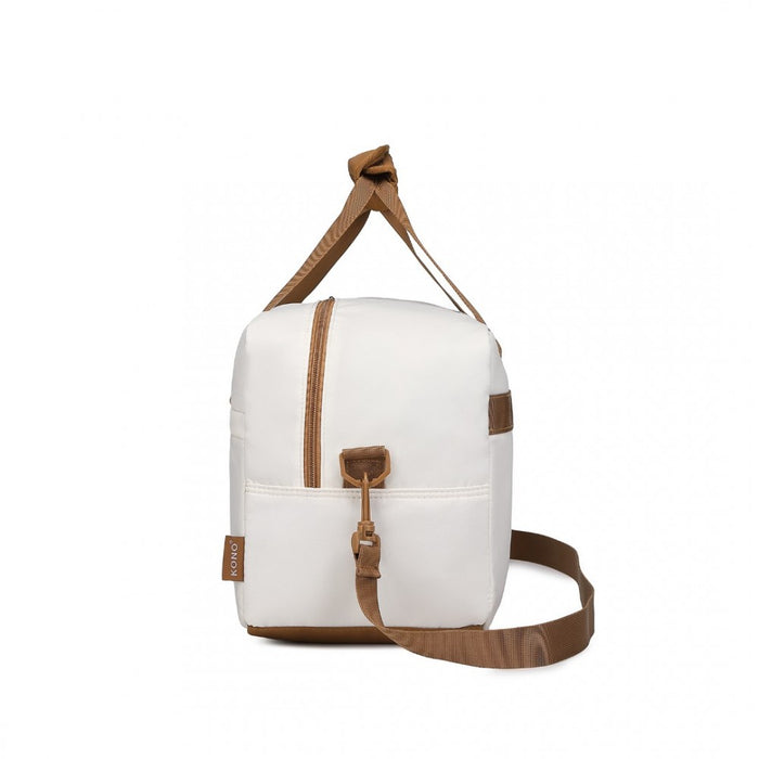 Medium Lightweight Water-Resistant Foldable Underseat Travel Carry-On Duffel Bag – Beige and Brown