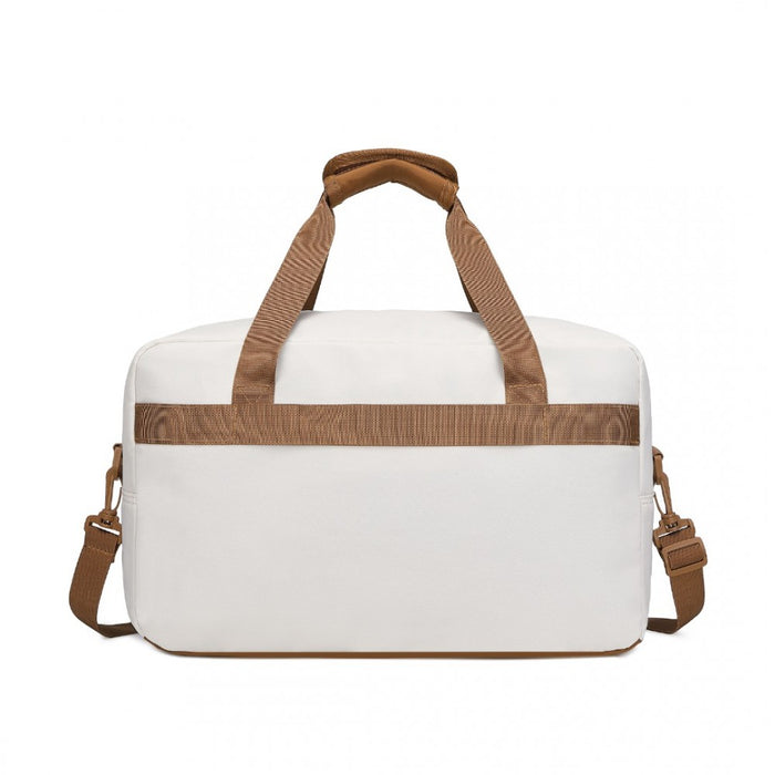 Medium Lightweight Water-Resistant Foldable Underseat Travel Carry-On Duffel Bag – Beige and Brown