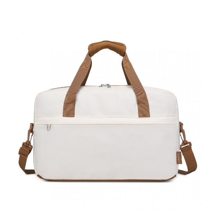 Medium Lightweight Water-Resistant Foldable Underseat Travel Carry-On Duffel Bag – Beige and Brown