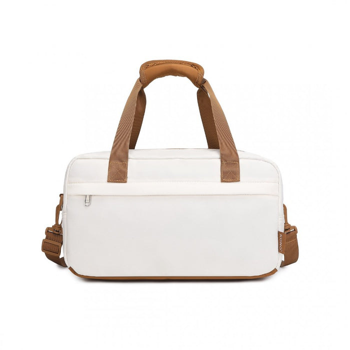 Small Lightweight Water-Resistant Foldable Underseat Travel Carry-On Duffel Bag – Beige and Brown