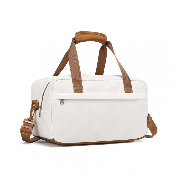 Small Lightweight Water-Resistant Foldable Underseat Travel Carry-On Duffel Bag – Beige and Brown
