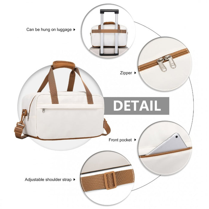 Small Lightweight Water-Resistant Foldable Underseat Travel Carry-On Duffel Bag – Beige and Brown